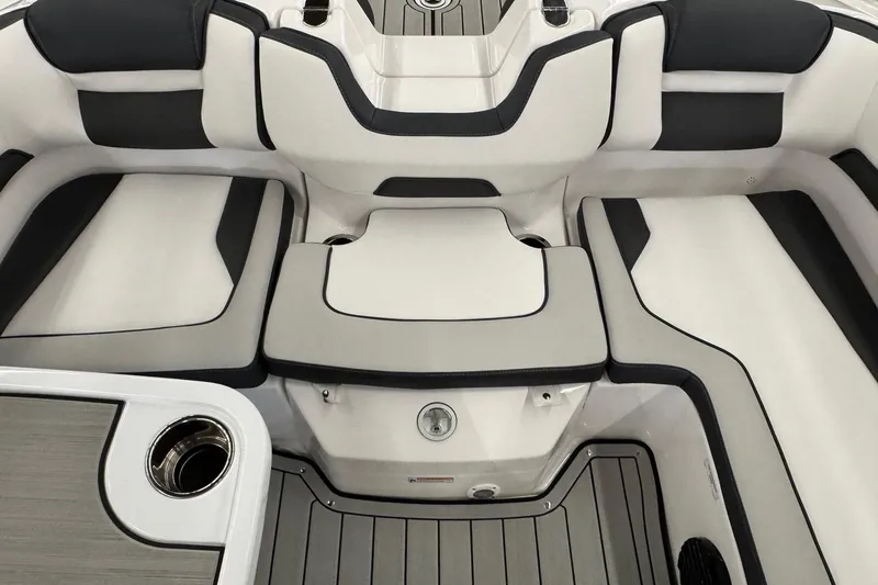 Slide: The Image of 2026 Yamaha Boats 195S interior with sleek seating and modern design. - 13