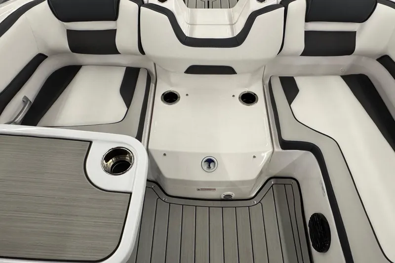 Slide: The Image of 2026 Yamaha Boats 195S interior with sleek seating and modern design. - 14