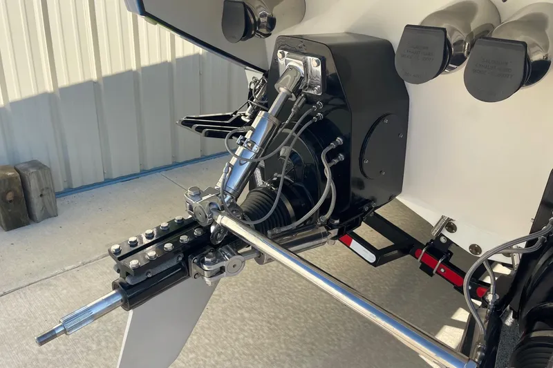 Slide: The Image of Close-up of 2004 Formula 382 FASTech boat's outdrive and propeller system. - 12