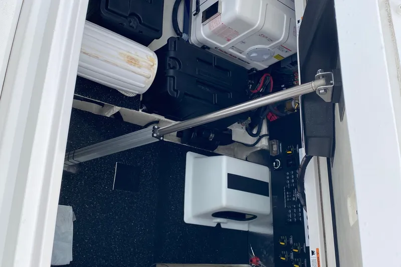 Slide: The Image of Modern bathroom in 2022 Regal 36 XO yacht with sink and toilet. - 24