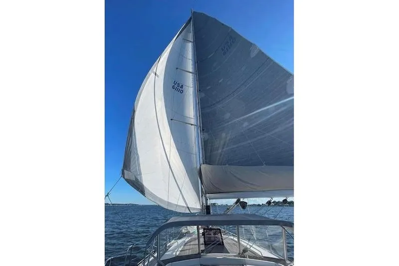 Slide: The Image of Cozy cabin interior of 2008 Hanse 470e sailboat with wooden furnishings. - 17