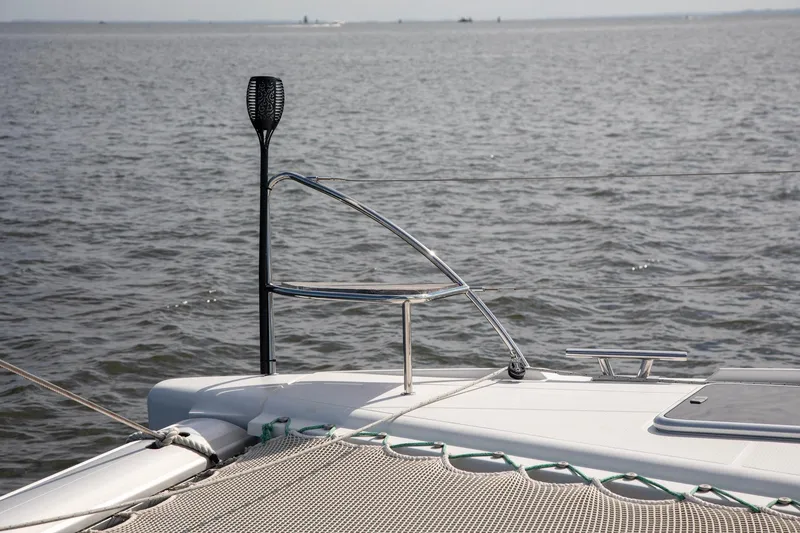 Slide: The Image of 2018 Fountaine Pajot Helia 44 Evolution catamaran deck with ocean view. - 24