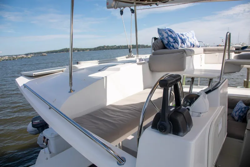 Slide: The Image of 2018 Fountaine Pajot Helia 44 Evolution catamaran with spacious deck and comfortable seating. - 36