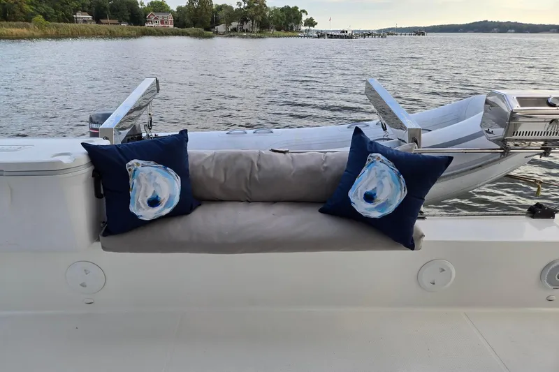 Slide: The Image of Cozy seating on 2018 Fountaine Pajot Helia 44 Evolution yacht with decorative pillows. - 42