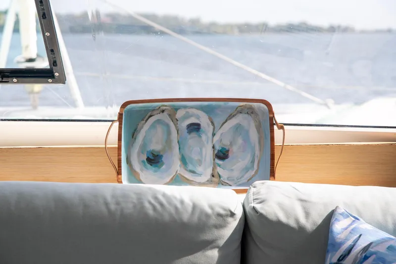 Slide: The Image of Interior of 2018 Fountaine Pajot Helia 44 Evolution with decorative oyster painting. - 55
