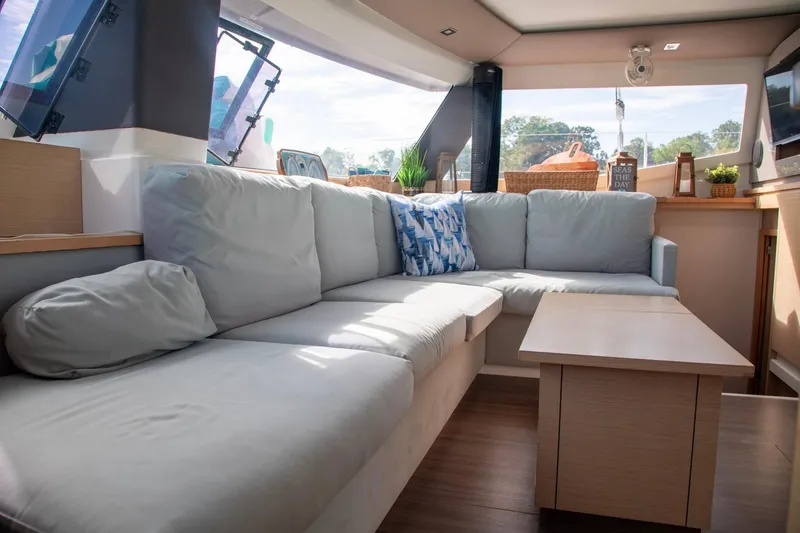 Slide: The Image of Luxurious interior of 2018 Fountaine Pajot Helia 44 Evolution catamaran with cozy seating area. - 56
