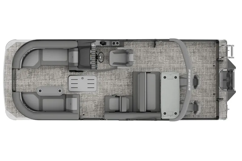 Slide: The Image of Top view of 2026 Premier 250 Sunsation RS pontoon boat layout. - 17