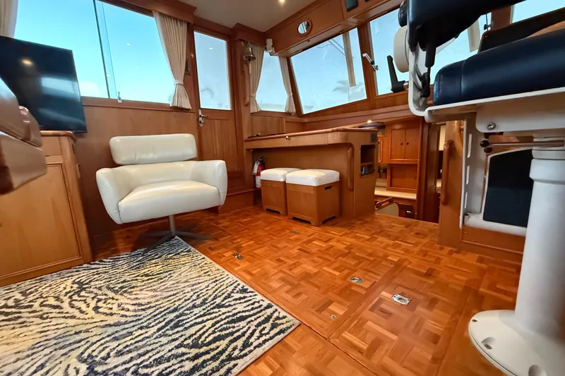Slide: The Image of Luxurious interior of 2001 Grand Banks 46 Classic yacht with elegant wood finish. - 17