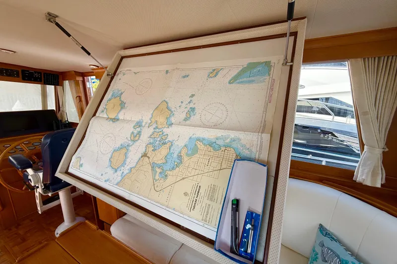 Slide: The Image of Navigation chart on Grand Banks 46 Classic yacht, 2001 model, interior view. - 26