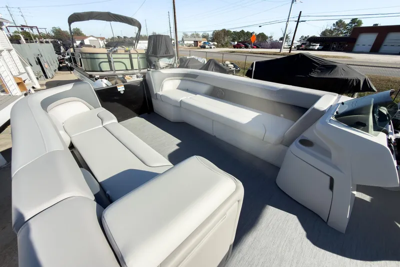 Slide: The Image of 2026 Godfrey Sweetwater 20' Cruise Special Edition Tritoon interior with spacious seating and modern design. - 25