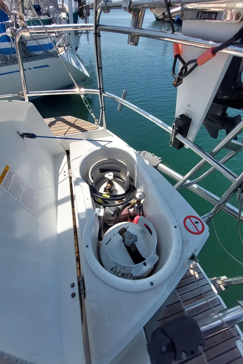 Slide: The Image of Close-up of Jeanneau Sun Odyssey 44 DS 2013 sailing instruments displaying speed and wind data. - 23