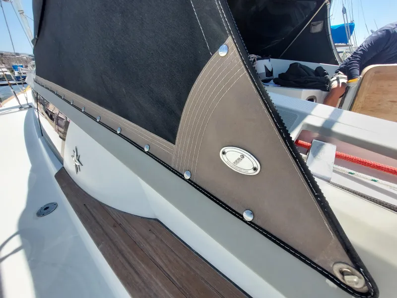 Slide: The Image of 2013 Jeanneau Sun Odyssey 44 DS yacht with open gas cylinder compartment. - 28