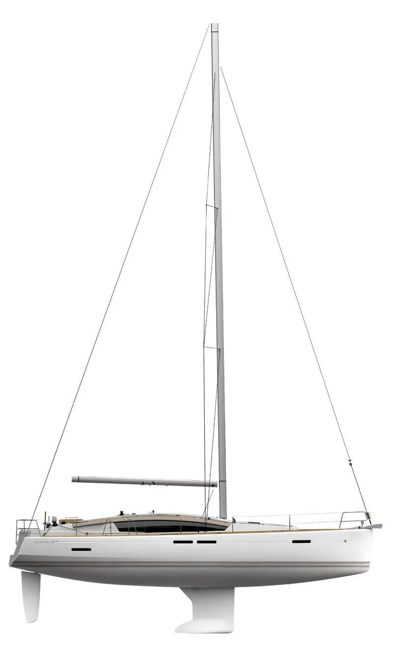 Slide: The Image of Sailboat Jeanneau Sun Odyssey 44 DS 2013 docked under clear blue sky. - 7