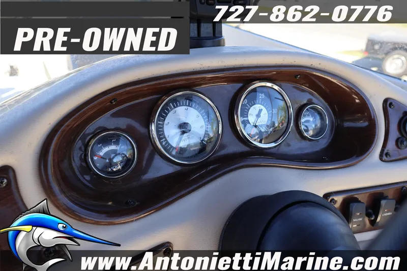 Slide: The Image of Dashboard of a pre-owned 2017 Fiesta 20 FISH boat with gauges and controls. - 18
