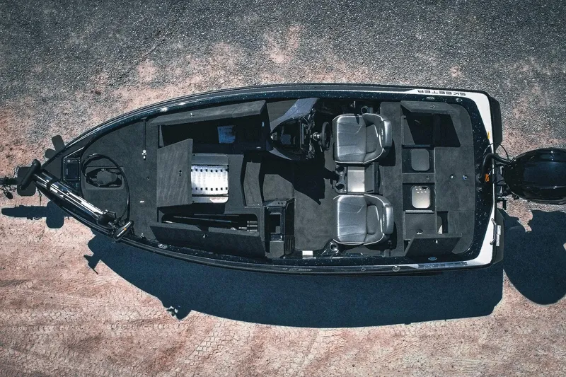 Slide: The Image of Overhead view of 2024 Skeeter ZX200 fishing boat with dual seats and storage compartments. - 5