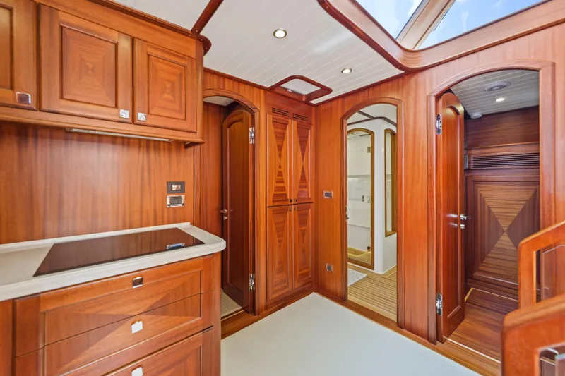 Slide: The Image of Luxurious wooden interior of 2023 Vicem 65 Classic yacht, featuring elegant cabinetry and modern design. - 30