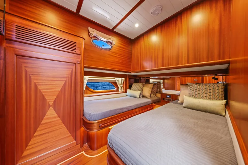 Slide: The Image of Luxurious cabin interior of 2023 Vicem 65 Classic yacht with elegant wood finish. - 36
