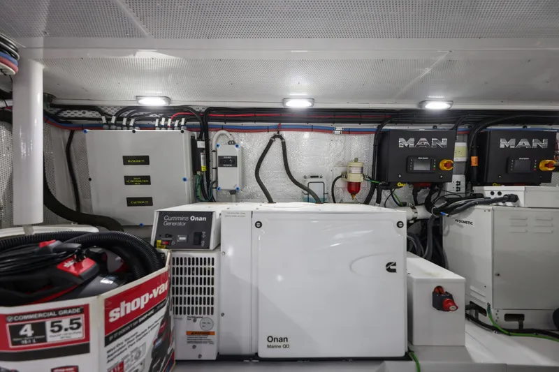 Slide: The Image of Engine room of 2023 Vicem 65 Classic yacht with Cummins Onan generator and MAN systems. - 42