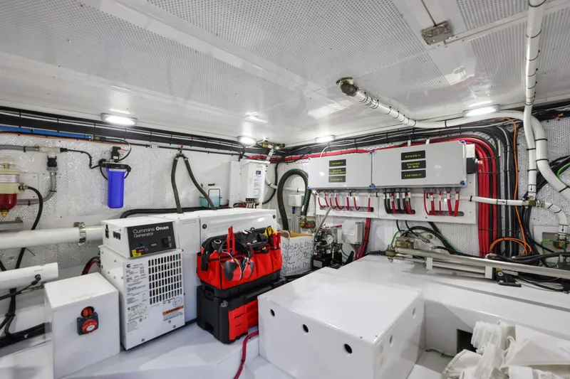 Slide: The Image of Engine room of 2023 Vicem 65 Classic yacht with Cummins Onan generator and electrical systems. - 44