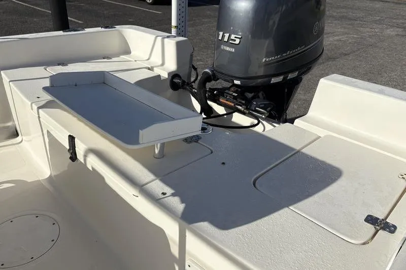 Slide: The Image of 2025 Bulls Bay 2000 boat with Yamaha 115 outboard motor, rear deck view. - 9