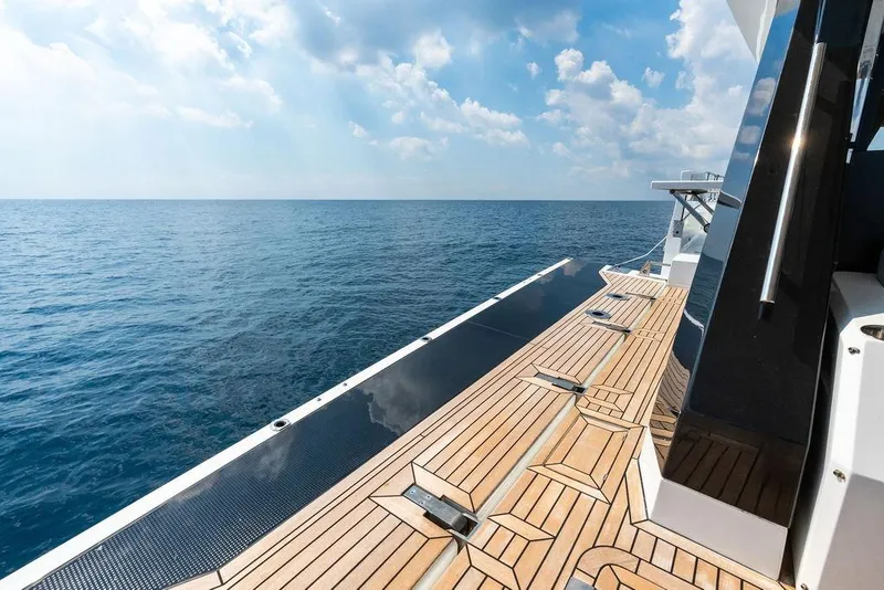Slide: The Image of Luxurious Galeon 640 Fly yacht deck with ocean view, 2022 model. - 32