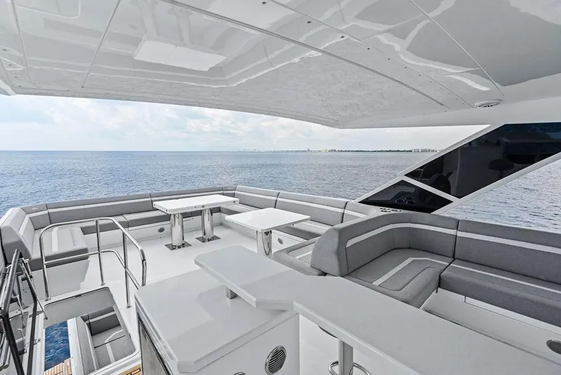 Slide: The Image of Luxurious 2022 Galeon 640 Fly yacht with spacious deck and ocean view. - 42