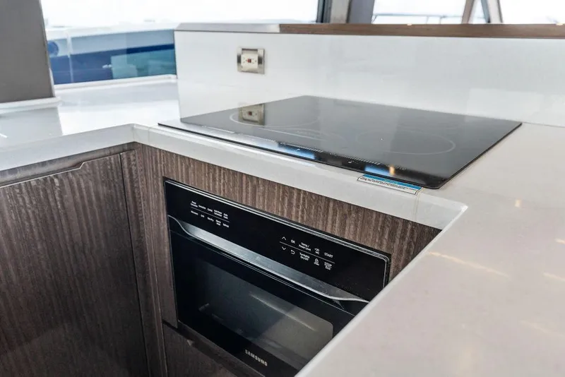 Slide: The Image of Modern kitchen in 2022 Galeon 640 Fly yacht with stove and oven. - 66