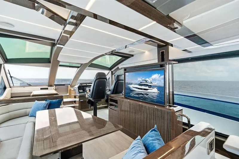 Slide: The Image of Luxurious interior of 2022 Galeon 640 Fly yacht with ocean view and modern amenities. - 71
