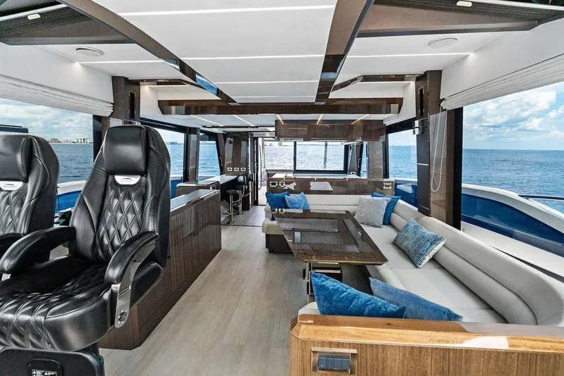 Slide: The Image of Luxurious interior of 2022 Galeon 640 Fly yacht with ocean view. - 78