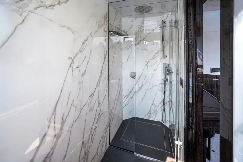 Slide: The Image of Luxurious marble shower in 2022 Galeon 640 Fly yacht bathroom. - 87