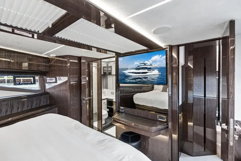 Slide: The Image of Luxurious interior of 2022 Galeon 640 Fly yacht with modern design and elegant furnishings. - 99