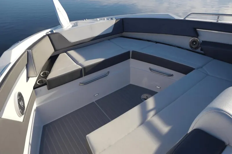 Slide: The Image of Luxurious seating area on 2022 Cruisers 42 GLS boat, featuring sleek design and comfortable cushions. - 23