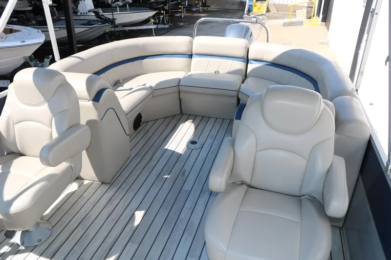 Slide: The Image of 2017 Berkshire 22 RFX Cts Tri-toon boat interior with plush seating and spacious layout. - 39
