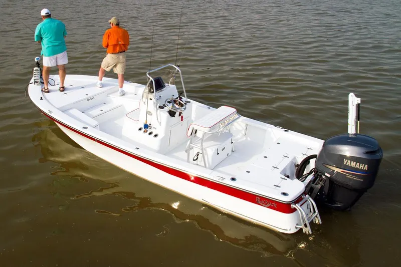 Slide: The Image of Manufacturer Provided Image: Two people fishing on a 2026 BlackJack 224 boat with Yamaha motor. - 4