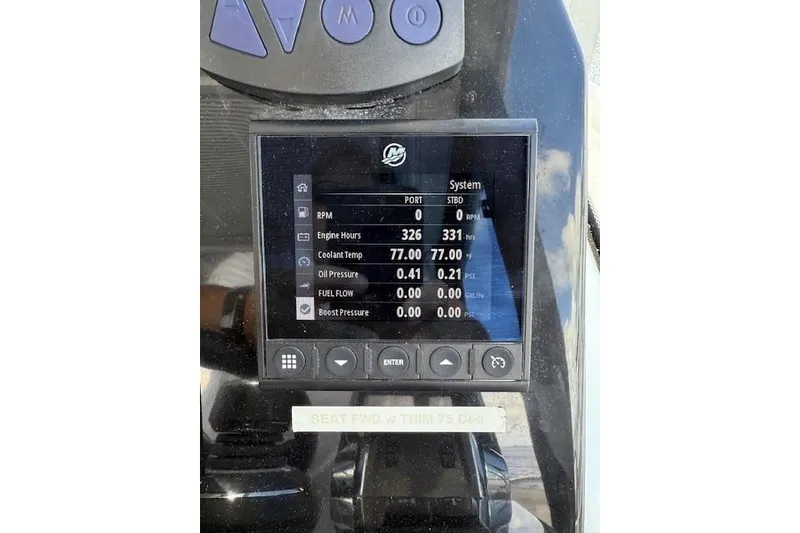 Slide: The Image of Dashboard display of a 2024 Beneteau Antares 11 boat showing engine metrics. - 14