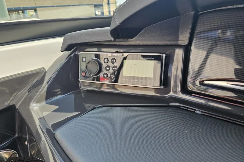 Slide: The Image of Dashboard of 2018 Monterey 238SS Super Sport with Fusion audio system. - 48