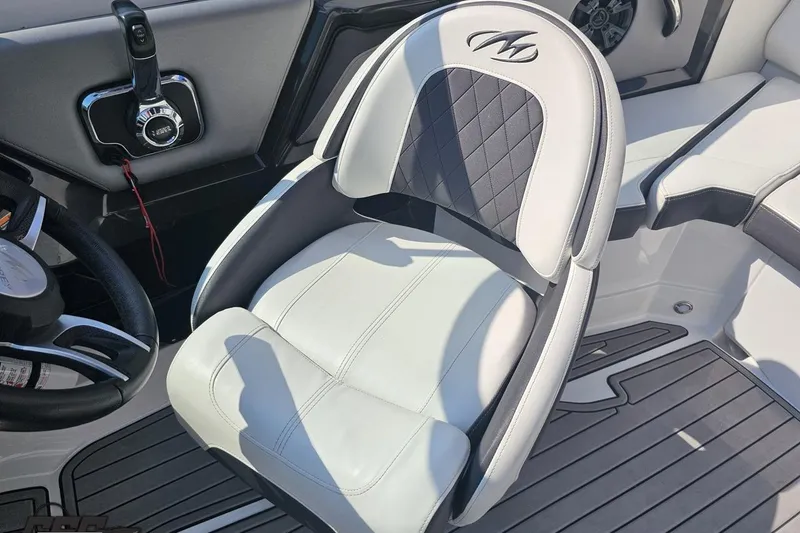 Slide: The Image of 2018 Monterey 238SS Super Sport boat interior with sleek seating and modern controls. - 52