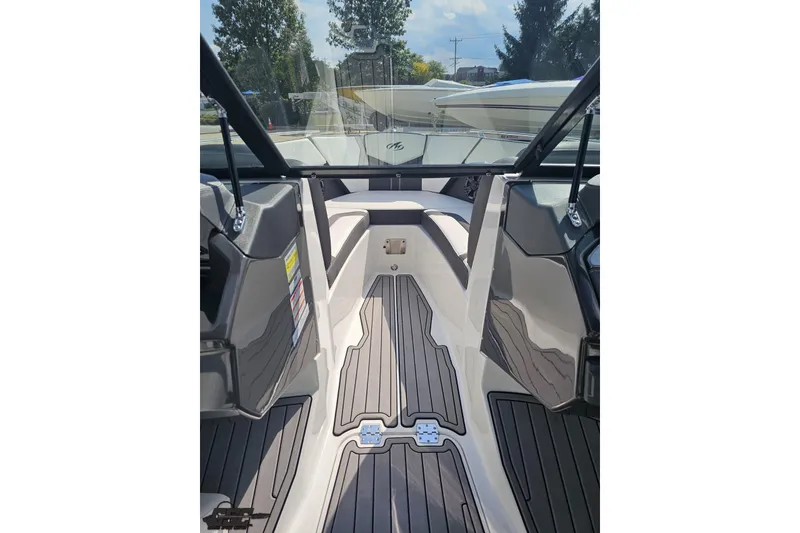 Slide: The Image of Interior view of 2018 Monterey 238SS Super Sport boat with sleek design and seating. - 56