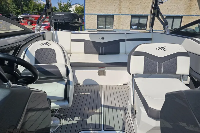 Slide: The Image of 2018 Monterey 238SS Super Sport boat interior with stylish seating and modern design. - 68