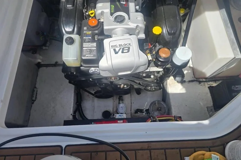 Slide: The Image of Engine compartment of a 2019 Monterey 295 Sport Yacht with Big Block V8 engine. - 31