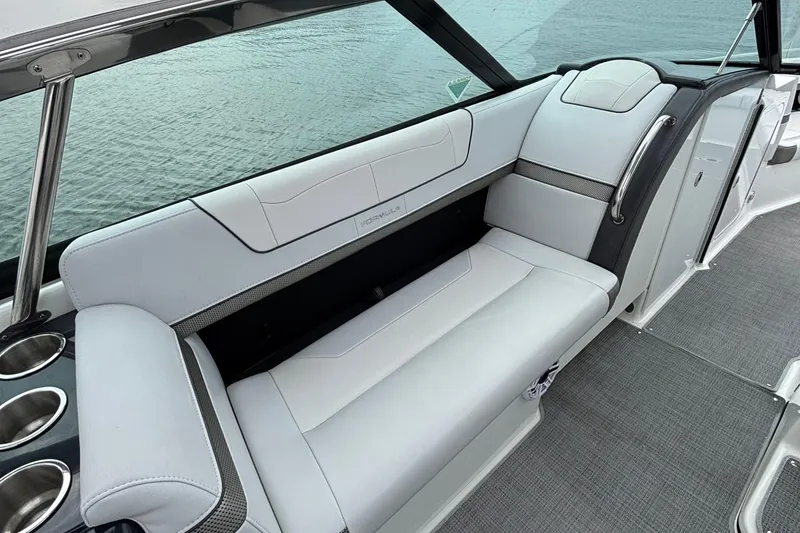 Slide: The Image of 2020 Formula 350 Crossover Bowrider interior with sleek seating and cup holders. - 26