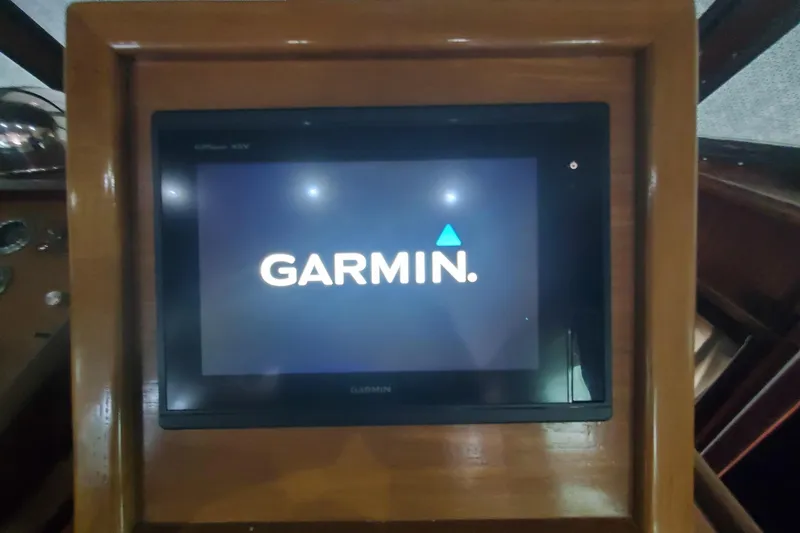 Slide: The Image of Garmin display on 1981 Hatteras 56 Motor Yacht dashboard. - 11