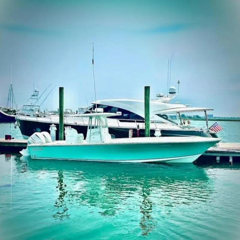Slide: The Image of 32ft 2007 SeaCraft SC32 Master Angler~ Epic SeaFoam Gelcoat Color can be seen be admired from all angles! - 2