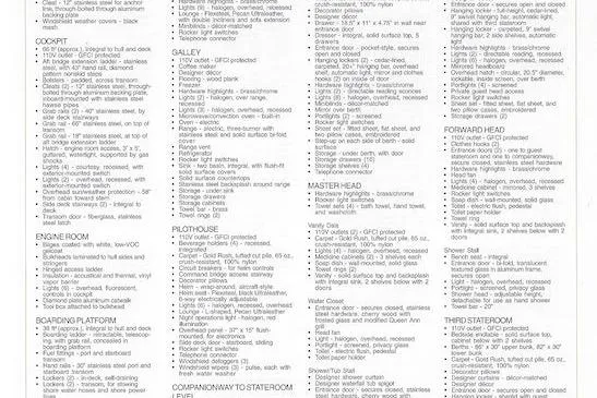 Slide: The Image of 1998 Carver 530 Voyager Pilothouse specifications and features list in detailed text format. - 7