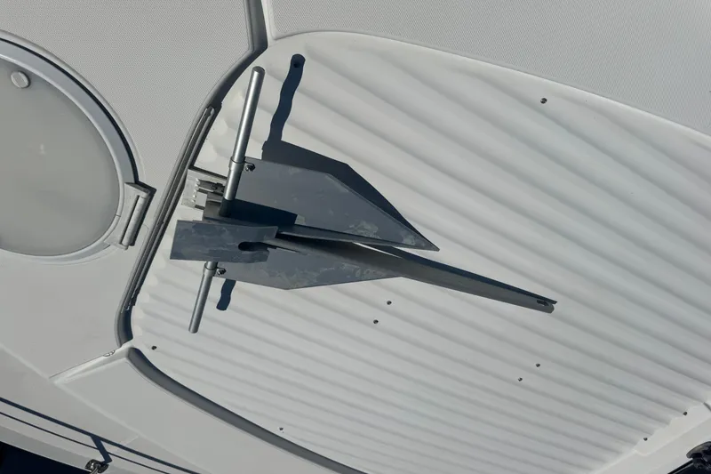 Slide: The Image of Anchor on 1998 Carver 530 Voyager Pilothouse boat deck, close-up view. - 82