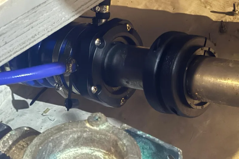 Slide: The Image of Close-up of mechanical components in a 1998 Carver 530 Voyager Pilothouse. - 102