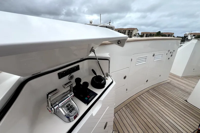 Slide: The Image of Control panel on 2009 Nordhavn N78 yacht deck, featuring sleek design and modern controls. - 10