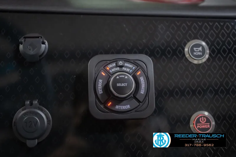 Slide: The Image of Control panel of 2026 Bennington 24 MSB boat with lighting and power buttons. - 42