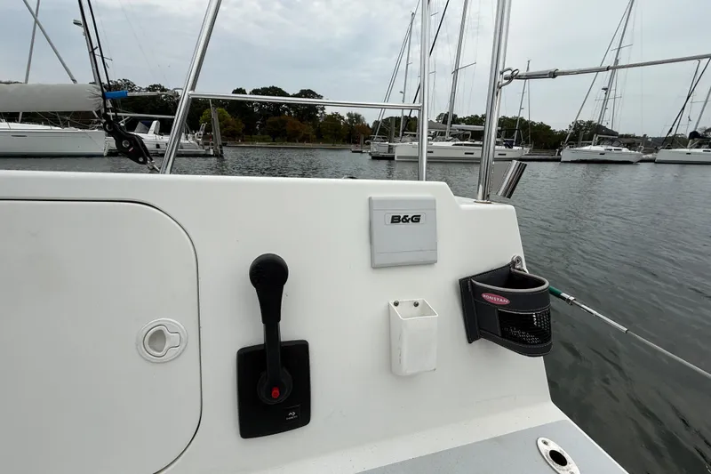 Slide: The Image of Cockpit of 2022 J Boats J/112E sailboat with B&G equipment, docked in marina. - 12