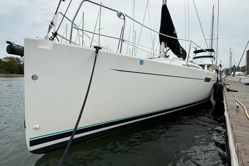 Slide: The Image of 2022 J Boats J/112E yacht docked at marina, side view. - 6